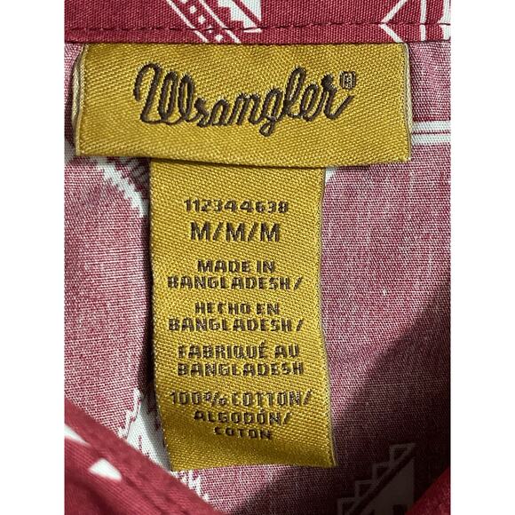 Wrangler Women’s Aztec Shirt – Size Medium, Desert Red, Long Sleeve Western - Picture 7 of 8